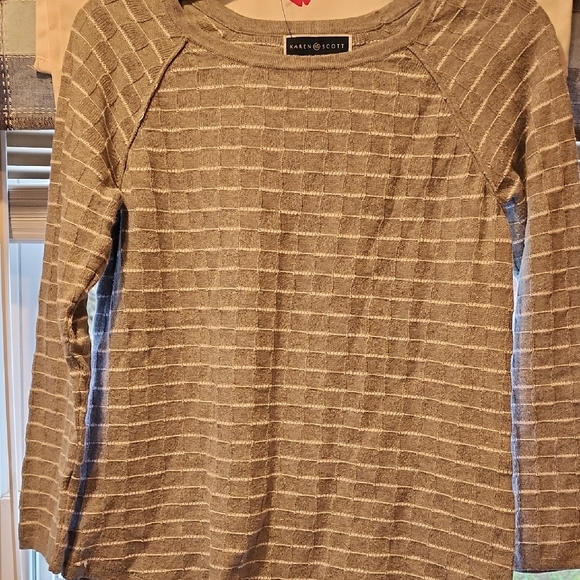 Karen Scott Women's Gray Striped Top - Picture 1 of 4